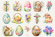 Watercolor Easter Clip Art II, a Seasonal Illustration by Patterns for Dessert (Thumbnail 1 of 6)