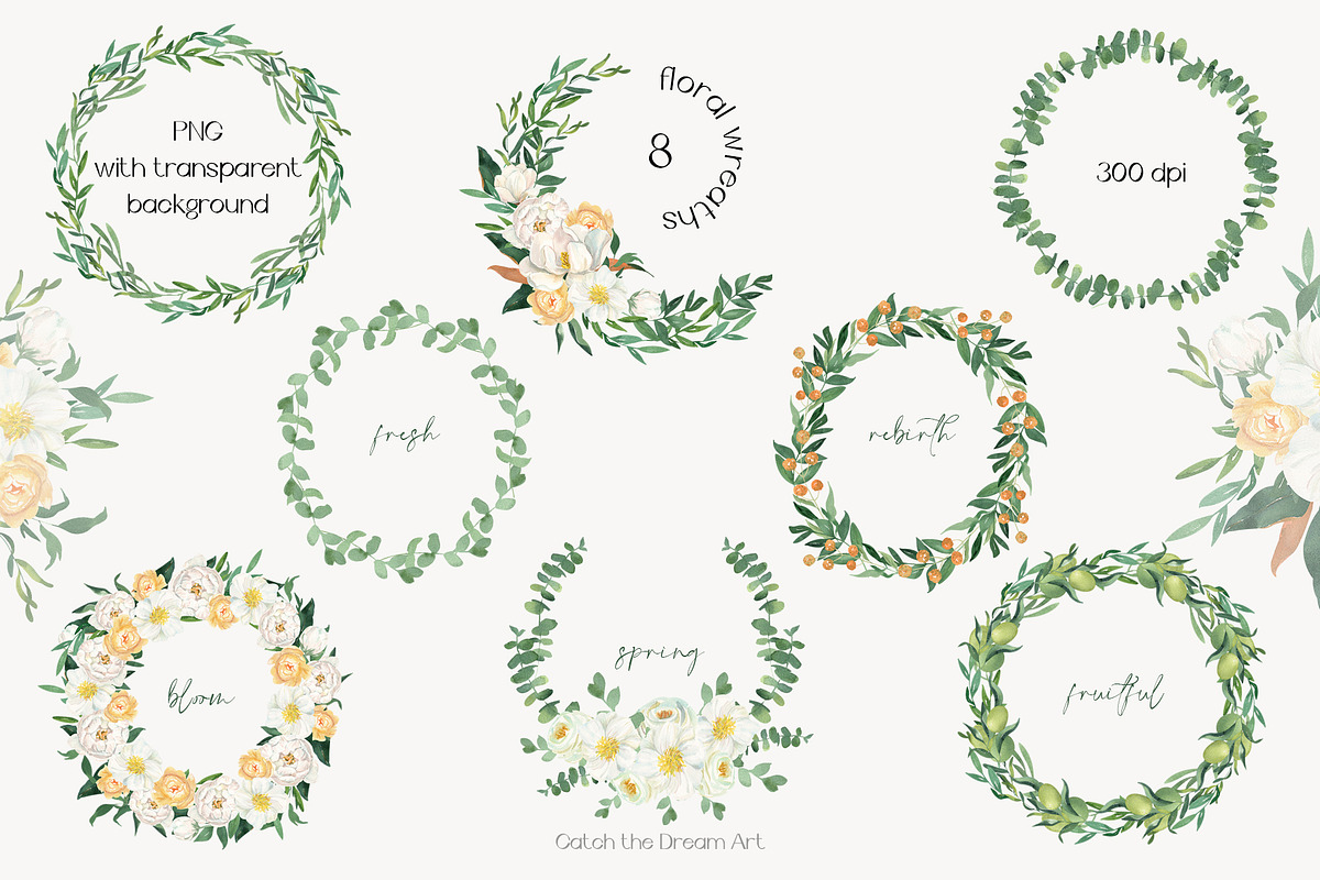 Renaissance. White Flowers & Citrus, a Decorative Illustration by Catch the Dream Art (Photo 6 of 10)