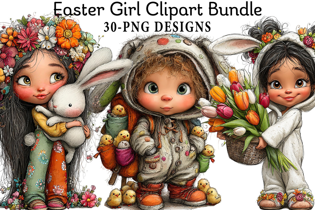 Easter Girl Clipart, an Illustration by Daily.Designs (Photo 1 of 7)
