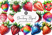 Watercolor Strawberry Clipart PNG, an Illustration by SinaCreation (Thumbnail 1 of 5)