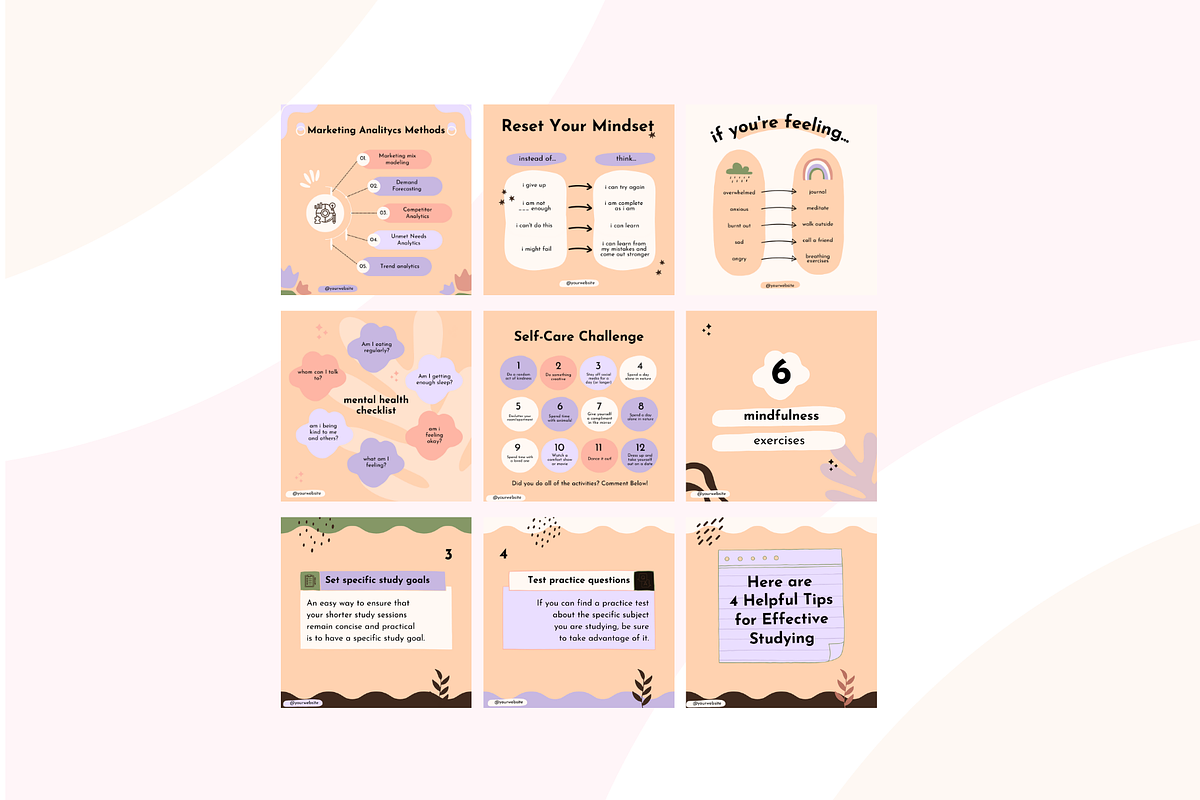Mental Health Instagram Templates, a Social Media Template by Adored Templates (Photo 2 of 10)