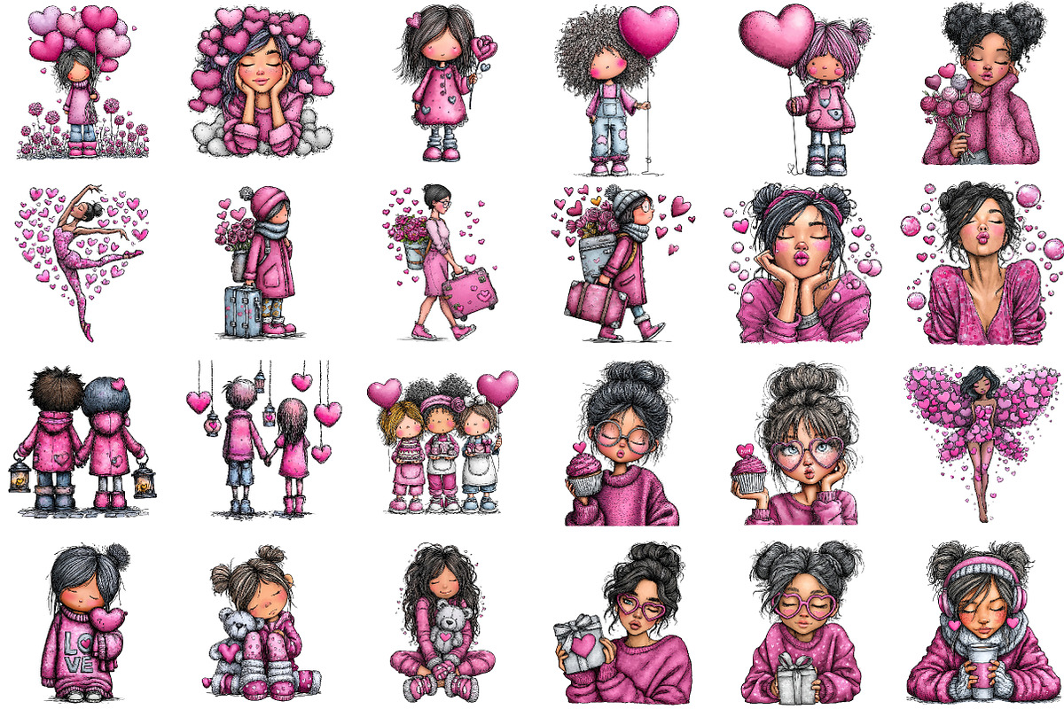 Whimsical Valentine’s Day Cute Girl, an Illustration by DreamCafeArt (Photo 2 of 6)