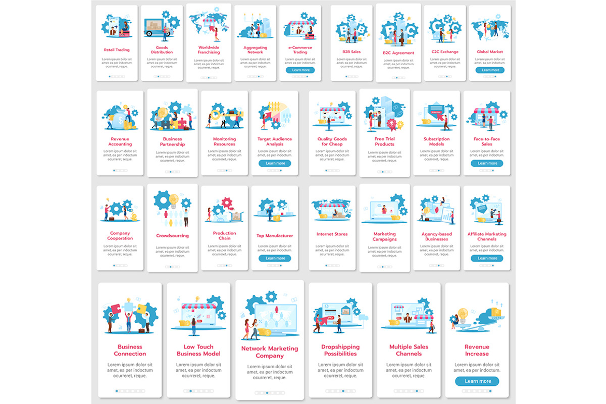 Business model mobile app screens, a Templates & Theme by IMG visuals characters (Photo 1 of 8)