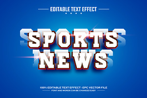 Sports news 3D editable text effect