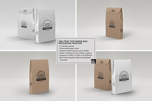 Tab Tent Top Box Packaging Mockup