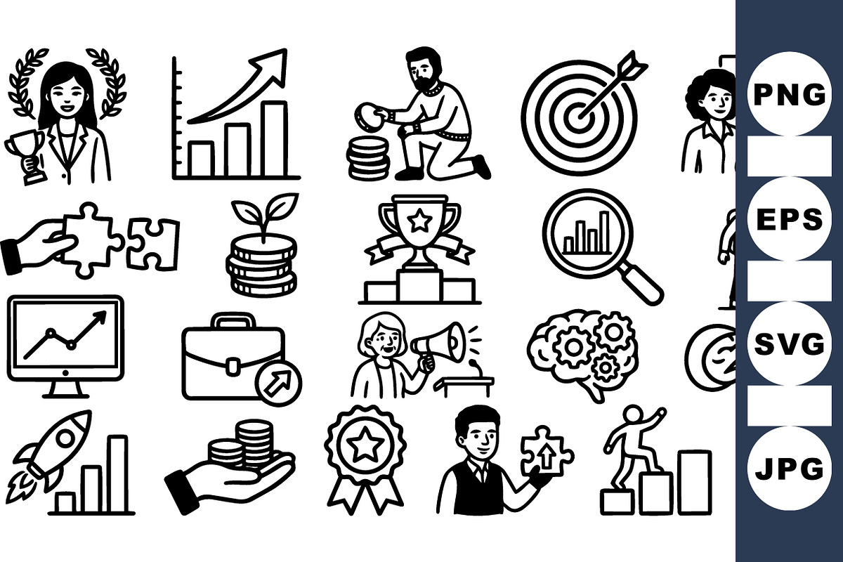 Business Success Icon Set, an Illustration by designvectx (Photo 1 of 3)