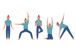 Male Yoga Teacher Demonstrates Five, a Sport Illustration by Flashvector