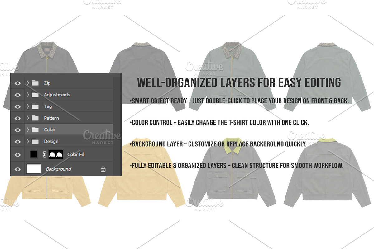 Vintage Utility Jacket Mockup PSD, a Hoody Mockup by std.badboy (Photo 3 of 4)