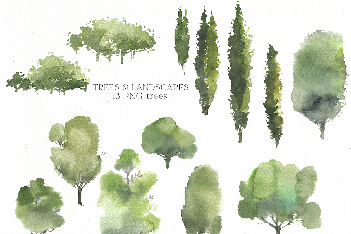 Trees & Mountains Watercolour, an Illustration by whiteheartdesign (Photo 2 of 6)
