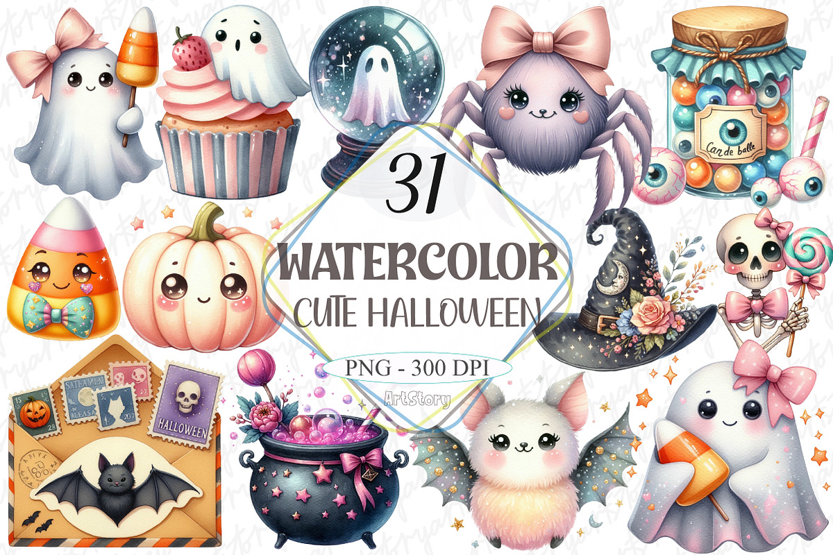 Cute Halloween Clipart, a Graphic by designcity5 (Photo 1 of 5)