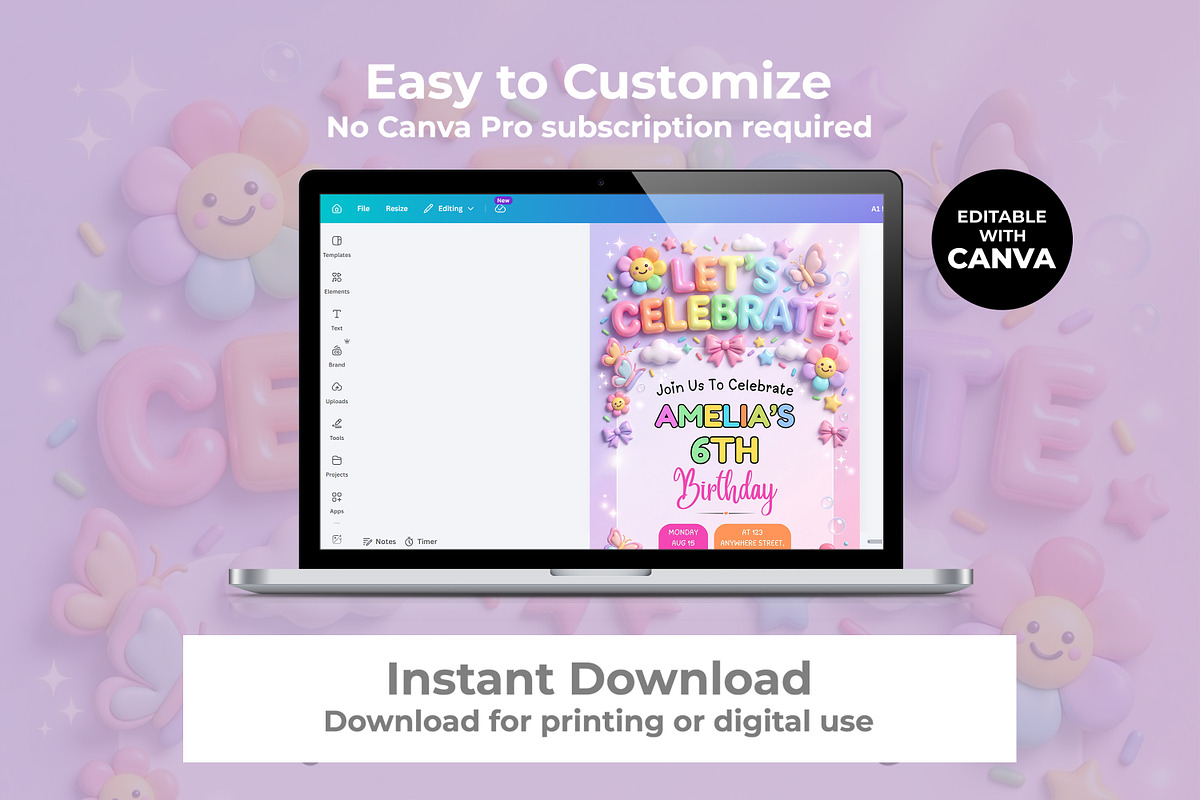 6th Birthday Invitation, an Invitation Template by M9 Design (Photo 3 of 4)