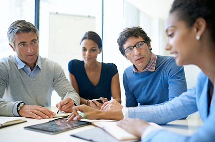 Working with their ideas, a Photo by Peopleimages.com