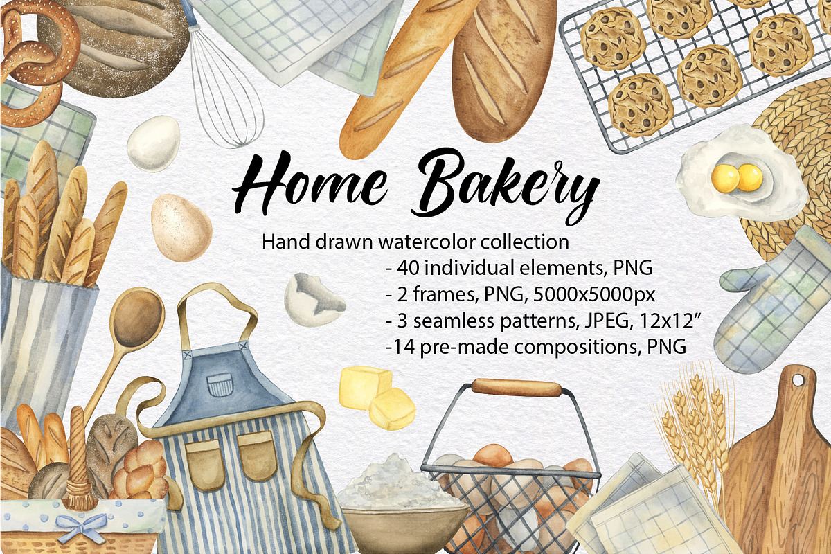 Home Bakery watercolor collection, a Food Illustration by KathrineWatercolor (Photo 1 of 9)