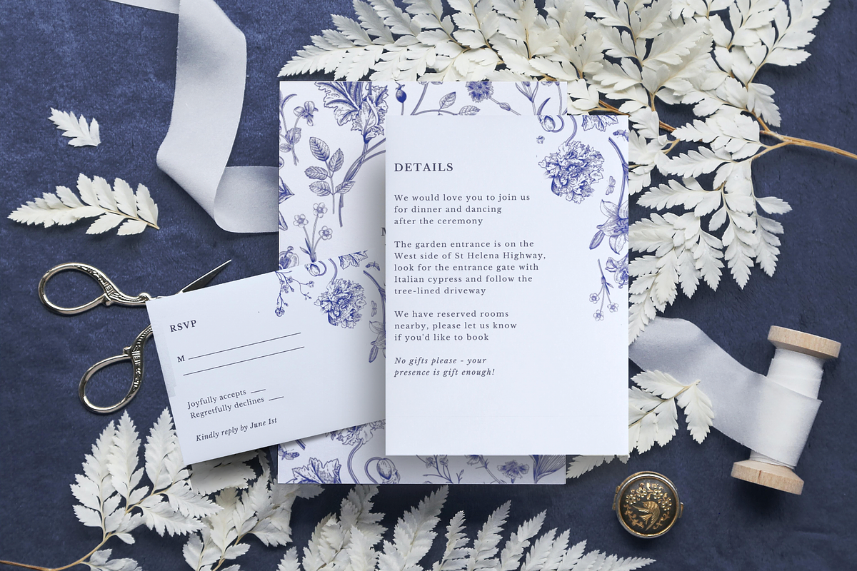 Delft Blue Wedding Invitation Suite, an Invitation Template by ForeverPrint (Photo 3 of 8)