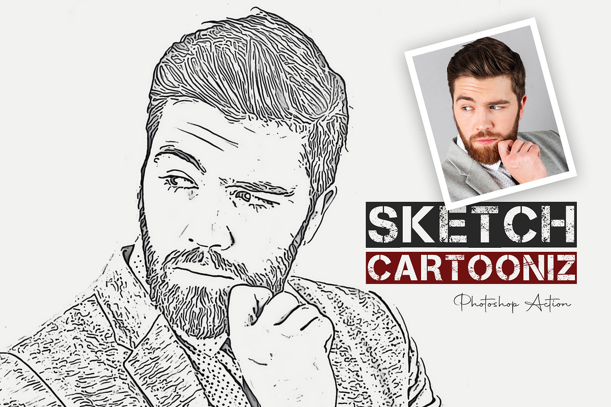 Sketch Cartooniz Photoshop Action, an Action Add-On by DesignCave (Photo 1 of 5)