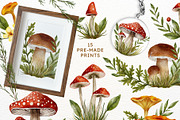 Mushroom Watercolor Fall Graphics, an Illustration by Red Ink (Thumbnail 4 of 9)