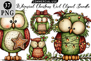 Whimsical Christmas Owl Clipart Bund, an Illustration by Daily.Designs (Thumbnail 1 of 5)