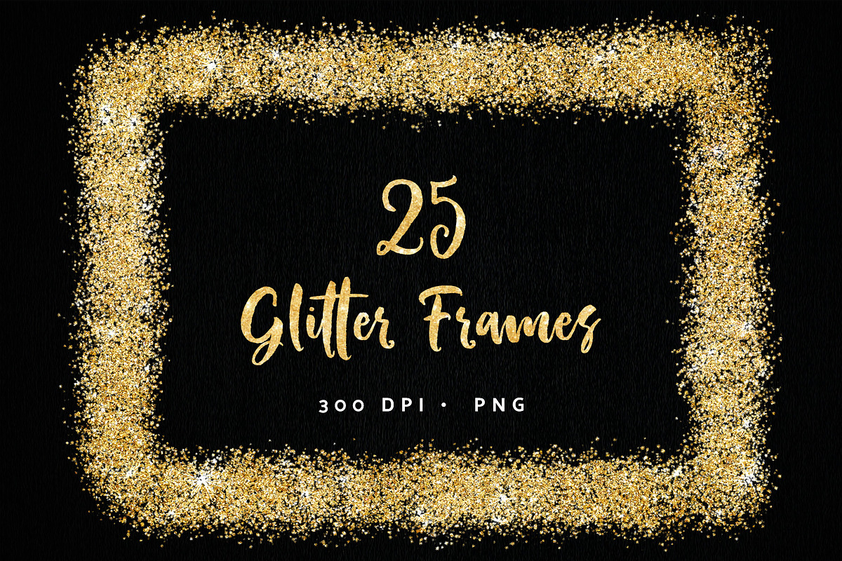 Gold Glitter Overlay Frames Borders, a Texture Graphic by Nifty Template Studio (Photo 5 of 9)