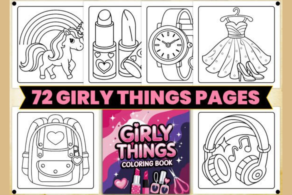 Bold and Easy Girly Things Coloring, a Graphic by shopcosm