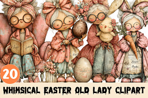 Whimsical Easter Old Lady Clipart, a Graphic by CitraGraphics