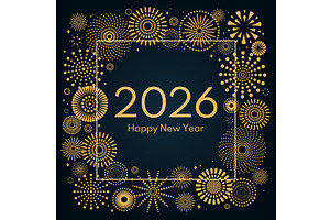 2026 New Year golden fireworks, a Background Graphic by sceptical cactus