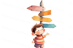 Cartoon Kids Traveling Vacation PNG