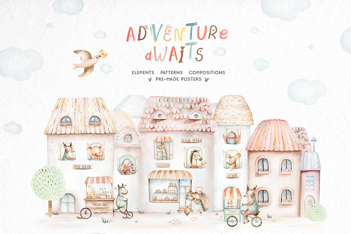 Adventure awaits. Animal city set, an Animal Illustration by Peace ART (Photo 1 of 11)