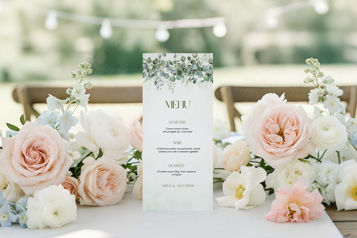Tall Vertical Menu Mockup Soft Roses, a Product Mockup by TatiMockup (Photo 4 of 5)