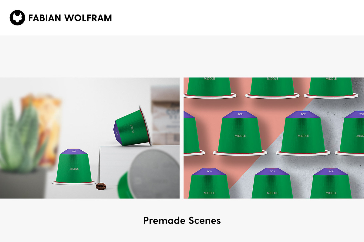 Coffee Capsule Mockup (Frontview), a Packaging Mockup by Fabian Wolfram (Photo 4 of 5)