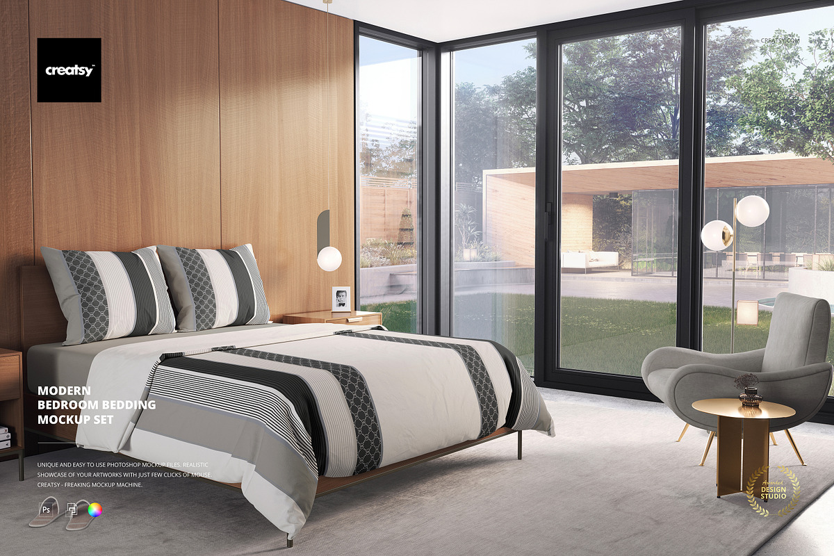 Modern Bedroom Bedding Mockup Set, a Product Mockup by creatsy5 (Photo 1 of 9)