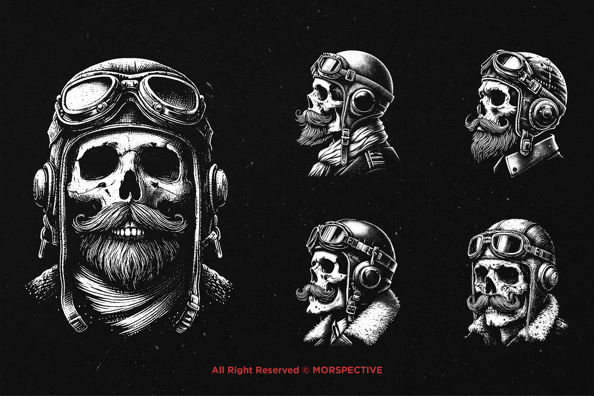 10 Bundle Dark Art Skull Pilot, an Illustration by Morspective (Photo 5 of 7)