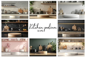 Modern Kitchen Podium Mockup, a Background Photo by Nebbia