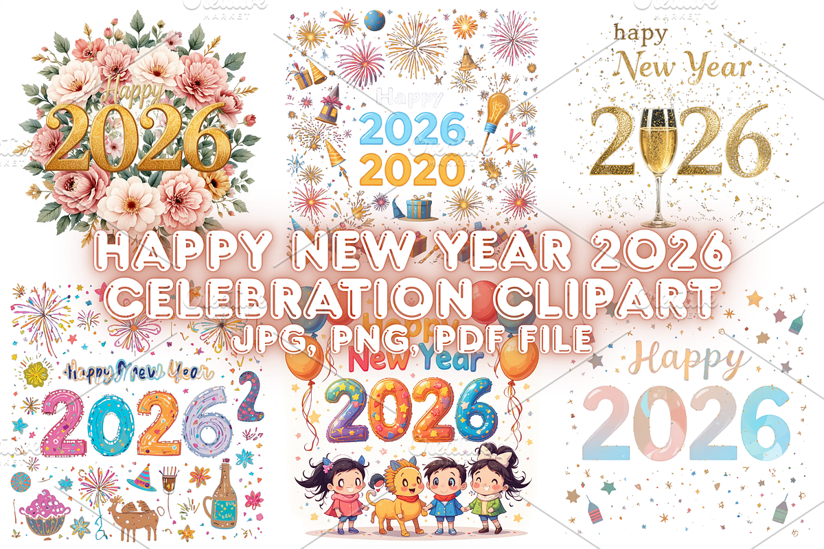 Happy New Year 2026 Celebration, a Seasonal Illustration by Creative design (Photo 1 of 7)