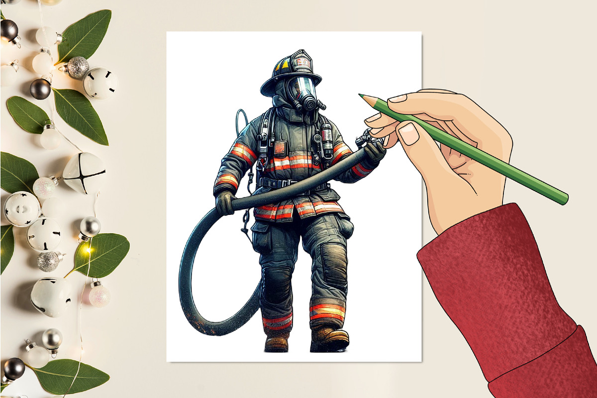 Firefighter Watercolor Cliparts, an Illustration by RobertsArt (Photo 4 of 7)
