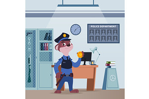 Police animal. police station, an Animal Illustration by Onyx