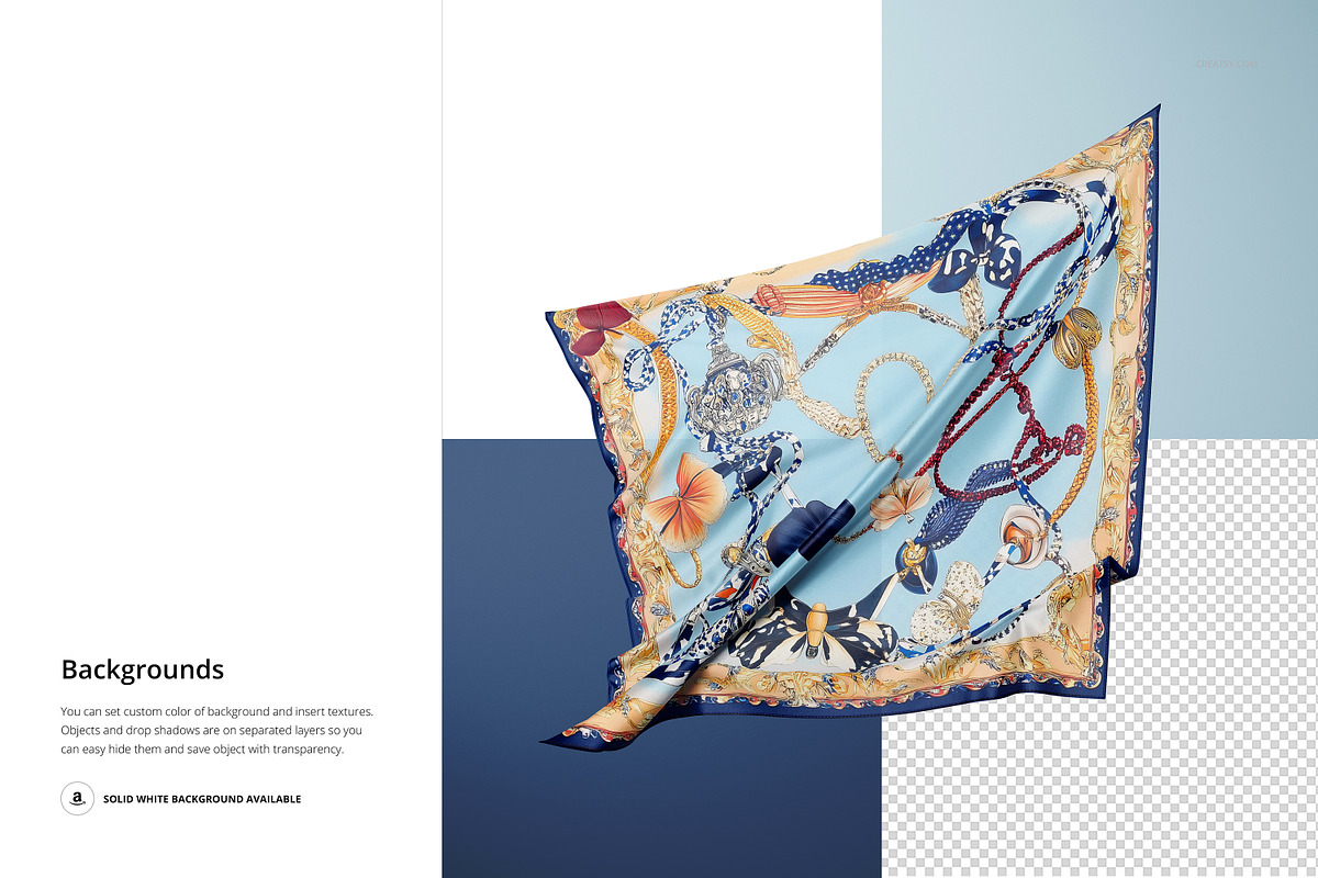 Silk Scarf Floating in Air Mockup, a Mask Mockup by creatsy5 (Photo 4 of 5)