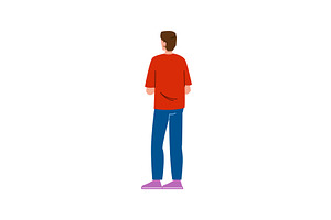 Young man standing with his back, a Person Illustration by pikepicture