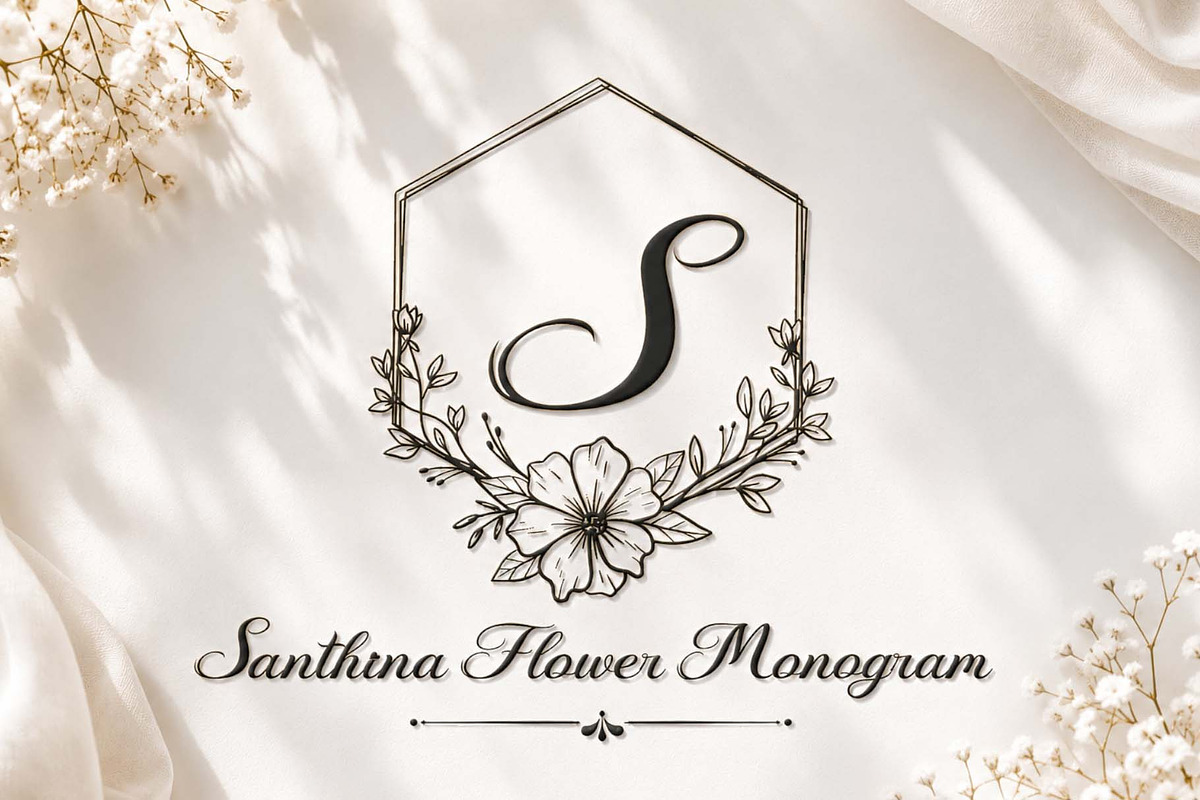 Santhina Flower Monogram, a Handwritten Font by Yoga Letter (Photo 1 of 6)