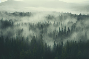 Misty Nordic Forest Landscape, a Nature Photo by Iconogenic