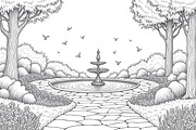 Peaceful Garden Line Art Coloring Se, an Illustration by Designs_River (Thumbnail 6 of 7)