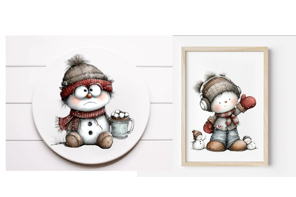 Whimsical Christmas Snowman clipart, an Illustration by Designworld (Photo 3 of 6)
