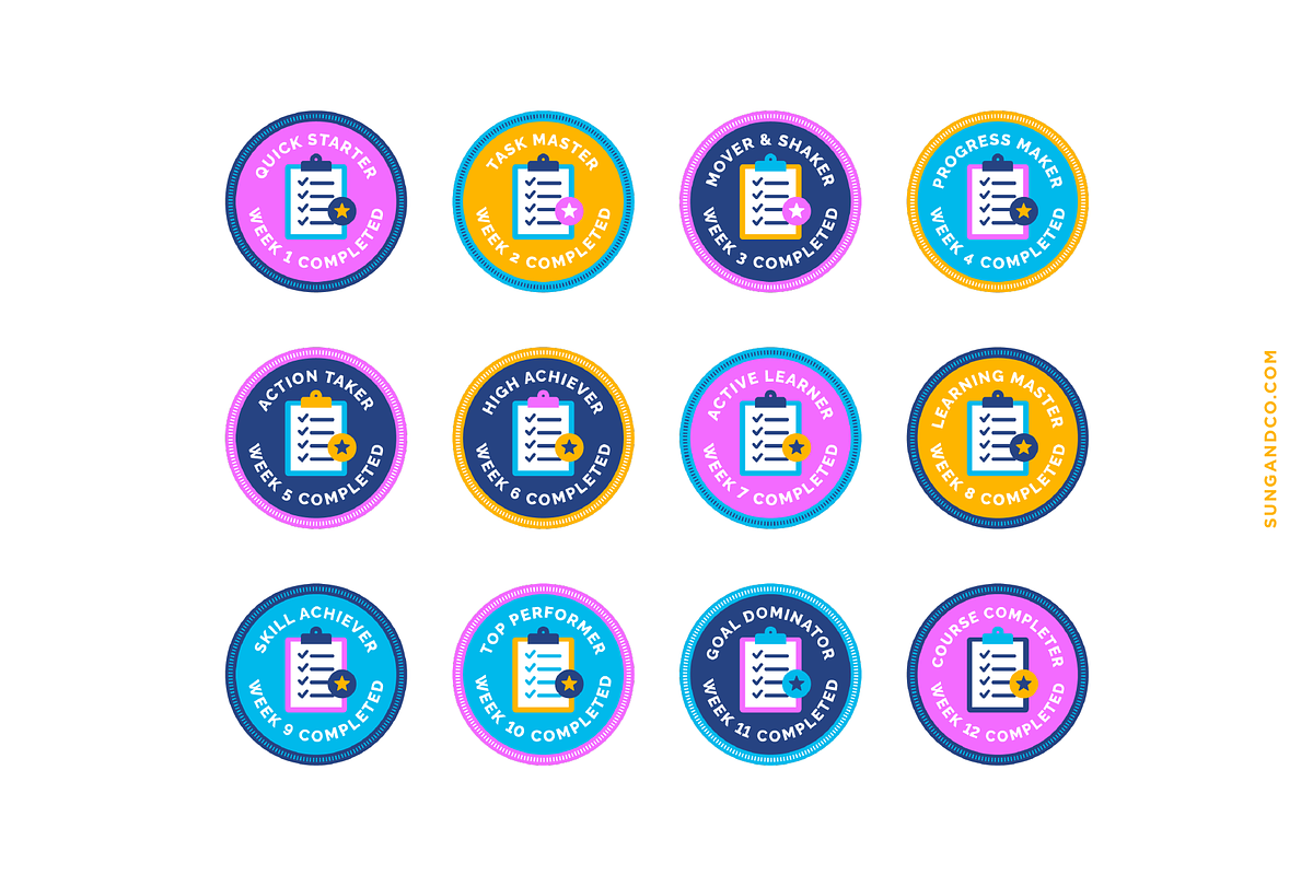 Weekly Tasks Completed Badges, a Templates & Theme by sungandco (Photo 4 of 5)
