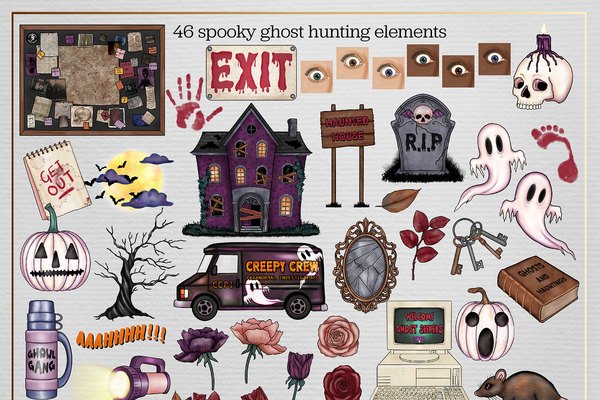 Ghost Hunting halloween bundle, an Illustration by Gaynor Carradice Designs (Photo 2 of 3)