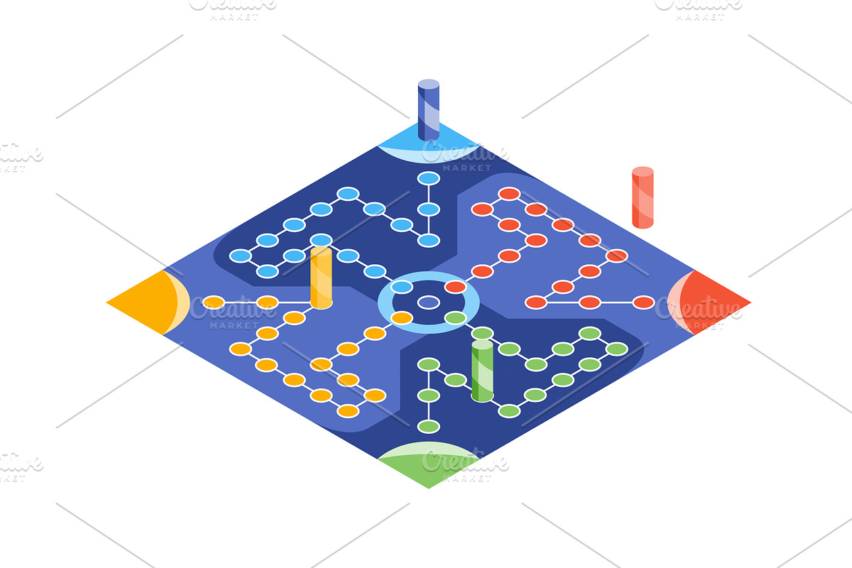 Board game, flat isometric view, an Object Illustration by the8monkey