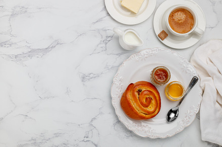 A sweet bun and Coffee, a Food & Drink Photo by La_Vanda