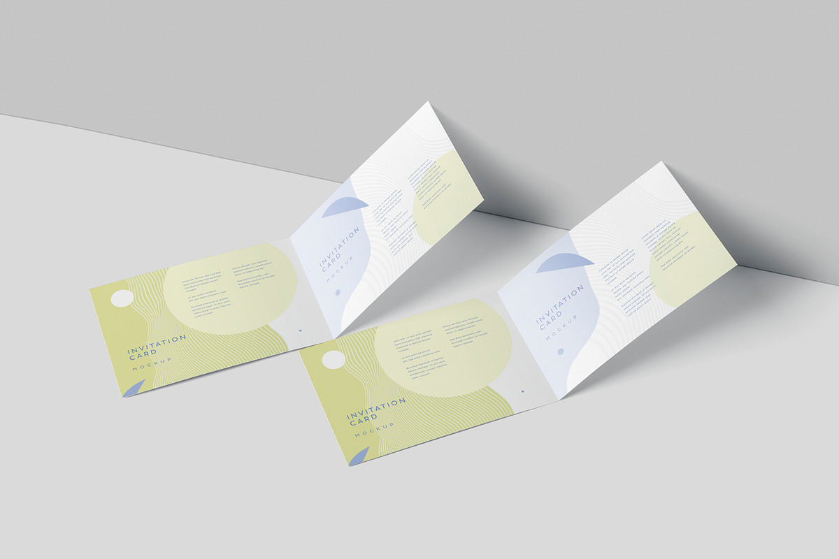Bi-fold A6 Invitation Card Mockups, a Product Mockup by GfxFoundry