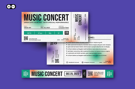 Music Concert Ticket, a Templates & Theme by Siska Arista