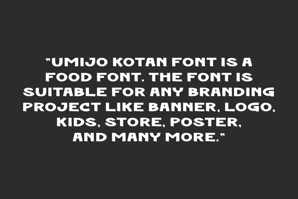 Umijo Kotan - Food Font, a Sans Serif Font by Iqsiart Studio (Photo 5 of 7)
