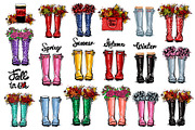 Wellies Boots Fashion Illustration, an Illustration by Sopelkin (Thumbnail 2 of 5)