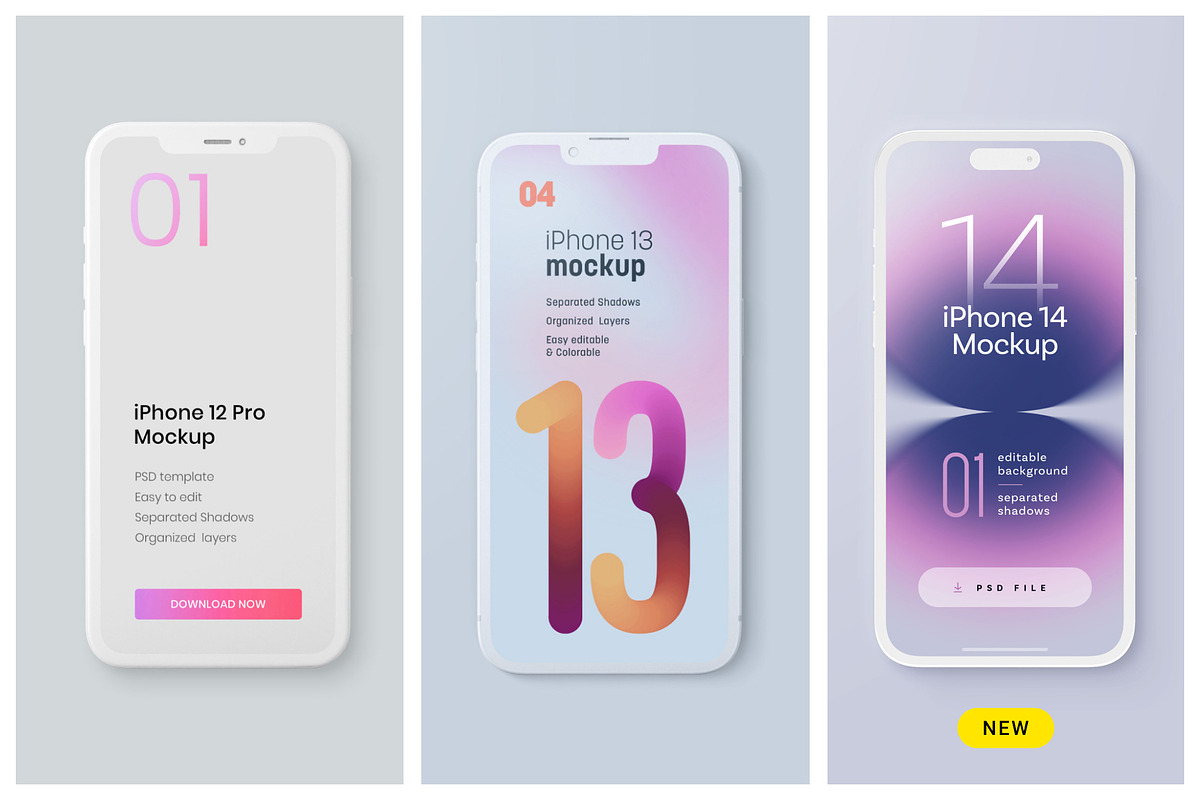 iPhone 12, 13, 14 Pro Clay Mockup, an iPhone Mockup by Deeplab (Photo 2 of 53)